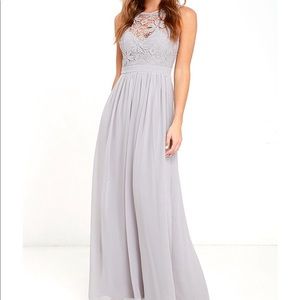 Lulu’s gray bridesmaids maxi dress